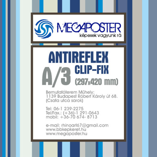 A3 29.7x42 cm antireflex kapcsos képtartó