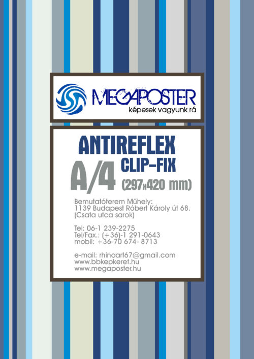 A4 21x29.7 cm antireflex kapcsos képtartó